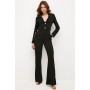 Compact Viscose Tailored Button Jumpsuit