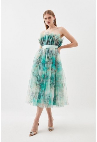 Floral Corseted Tulle Midi...