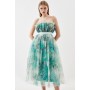 Floral Corseted Tulle Midi Dress