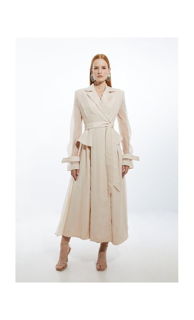 Woven Organdie Trench Dress