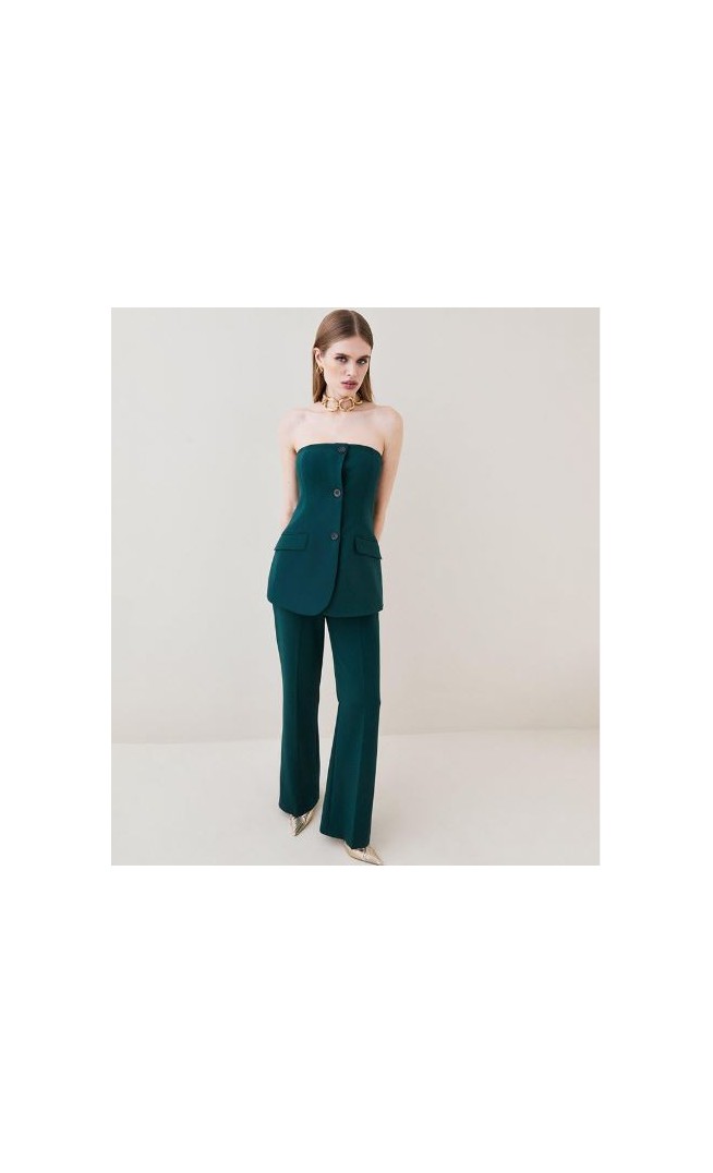 Buy Karen Millen Compact Stretch Button Bodice Jumpsuit In Green