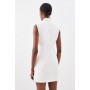 Compact Stretch Diamante Trim Tailored Mini Blazer Dress