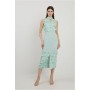 Sage Lace Petal Applique Halter Woven Maxi Dress