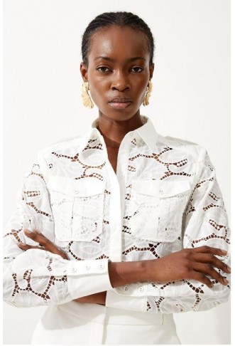 Cotton Cutwork Woven Shirt