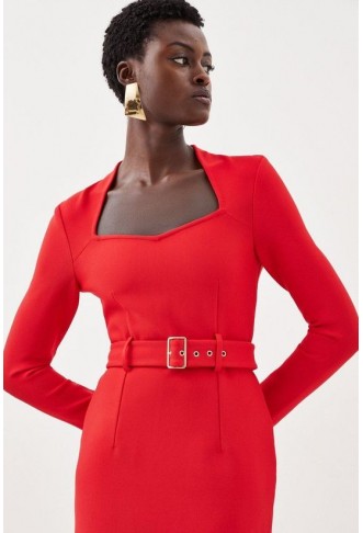 Bandage Figure Form Knit Belted Midi Dress