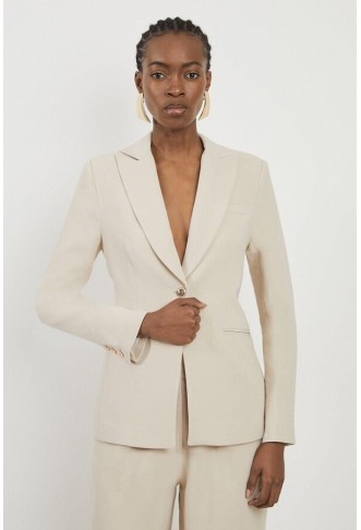 Petite Compact Stretch Single Breasted Tailored Blazer