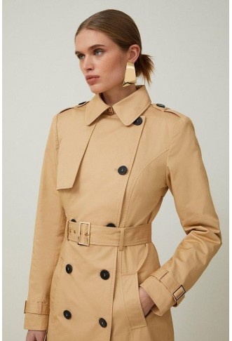 Petite Tailored Classic Belted Trench Coat