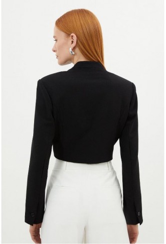 Cropped Tailored High Neck Jacket