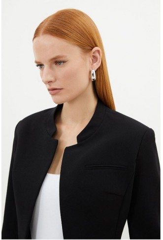 Cropped Tailored High Neck Jacket