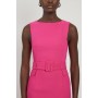 Compact Stretch Belted Tailored Midi Pencil Dress