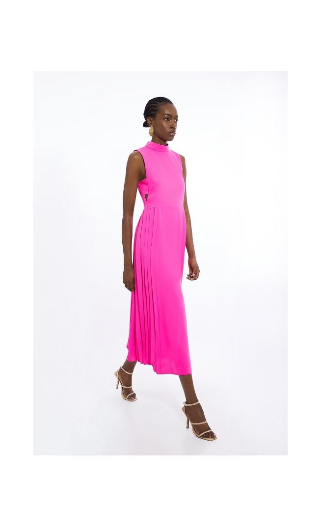 Petite Soft Tailored Pleated Panel Midaxi Dress