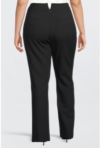 Plus Size Tailored Compact Stretch Split Hem Straight Trouser