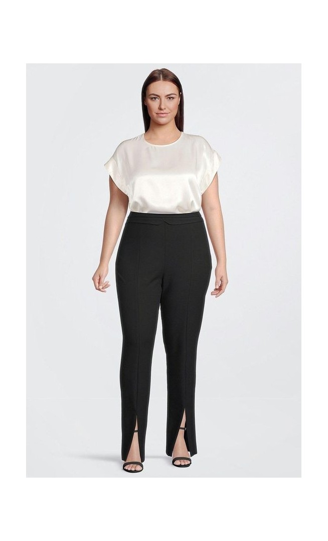 Plus Size Tailored Compact Stretch Split Hem Straight Trouser