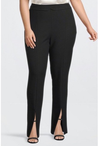 Plus Size Tailored Compact Stretch Split Hem Straight Trouser