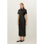 Leather Collared Short Sleeve Midaxi Pencil Dress