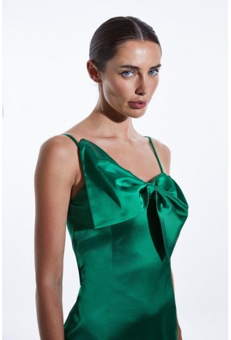 Italian Satin Statement Bow Mini Dress