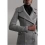 Italian Wool Mix Double Breasted Military Midi Coat