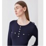 Buy Karen Millen Viscose Blend Knitted Button Detail Tunic Dress In Navy