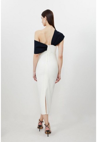 Figure Form Bandage Asymmetric Strap Knit Midi Dress