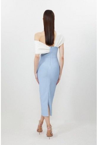 Figure Form Bandage Asymmetric Strap Knit Midi Dress