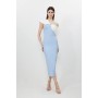 Figure Form Bandage Asymmetric Strap Knit Midi Dress