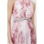 Abstract Floral Crystal Embellished Woven Split Maxi Dress