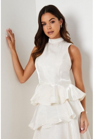 Shimmer Organza Peplum Top