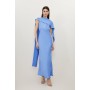 Viscose Satin Draped Midi Dress