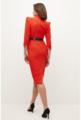 Forever Belted Midi Pencil Dress