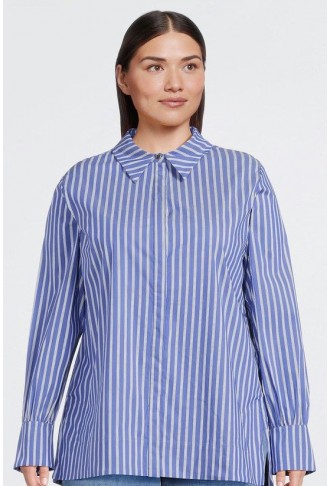 Plus Size Cotton Poplin Button Sleeve Detail Woven Shirt