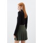 Tailored Crepe Tab Detail Pleated Mini Skirt