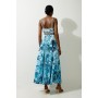 Petite Mirrored Floral Bead And Embroidered Woven Strappy Maxi