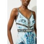 Petite Mirrored Floral Bead And Embroidered Woven Strappy Maxi