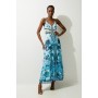 Petite Mirrored Floral Bead And Embroidered Woven Strappy Maxi