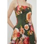 Petite Lydia Millen Floral Printed Linen Woven Strappy Maxi Dress