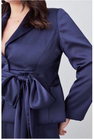 Plus Satin Back Crepe Belted Wrap Jacket