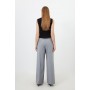 Grey Tailored Wool Blend Wrap Detail Wide Leg Trousers