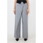 Grey Tailored Wool Blend Wrap Detail Wide Leg Trousers