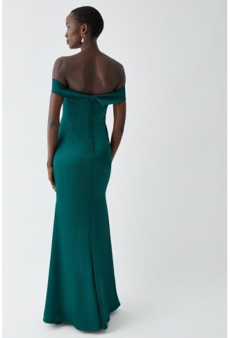 Bardot Satin Bridesmaids Maxi Dress