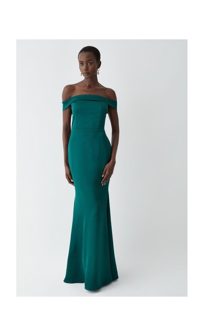 Bardot Satin Bridesmaids Maxi Dress