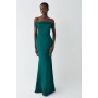 Bardot Satin Bridesmaids Maxi Dress