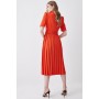 Tailored Structured Crepe Forever Pleat Belted Midi Dress