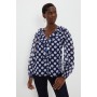 Navy Polka Dot Frill Front Top