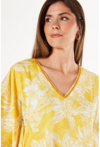 Viscose Embellished V Neck Hanky Hem Top