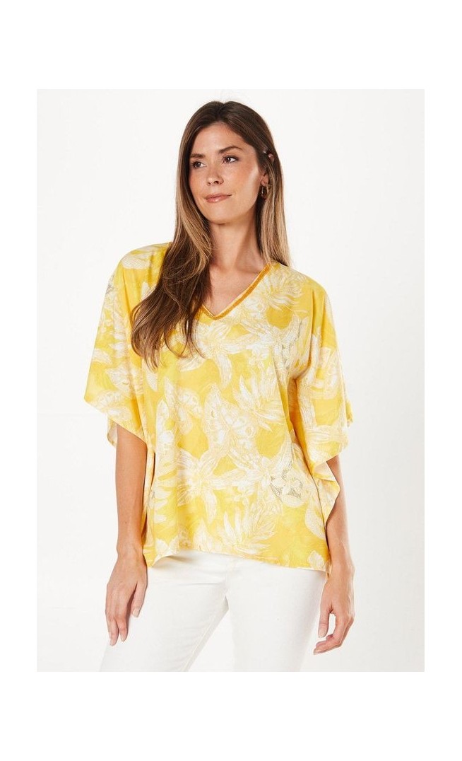 Viscose Embellished V Neck Hanky Hem Top