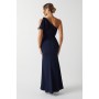 Bow One Shoulder Puddle Bridesmaid Maxi Dress