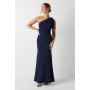 Bow One Shoulder Puddle Bridesmaid Maxi Dress