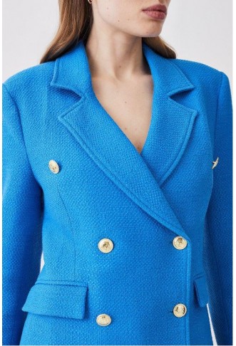 Aqua Boucle Double Breasted Tailored Blazer