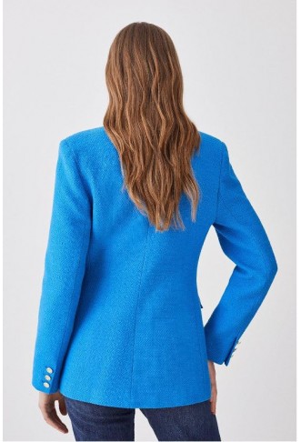 Aqua Boucle Double Breasted Tailored Blazer