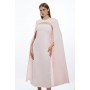 Premium Linen Tailored Caped Maxi Dress